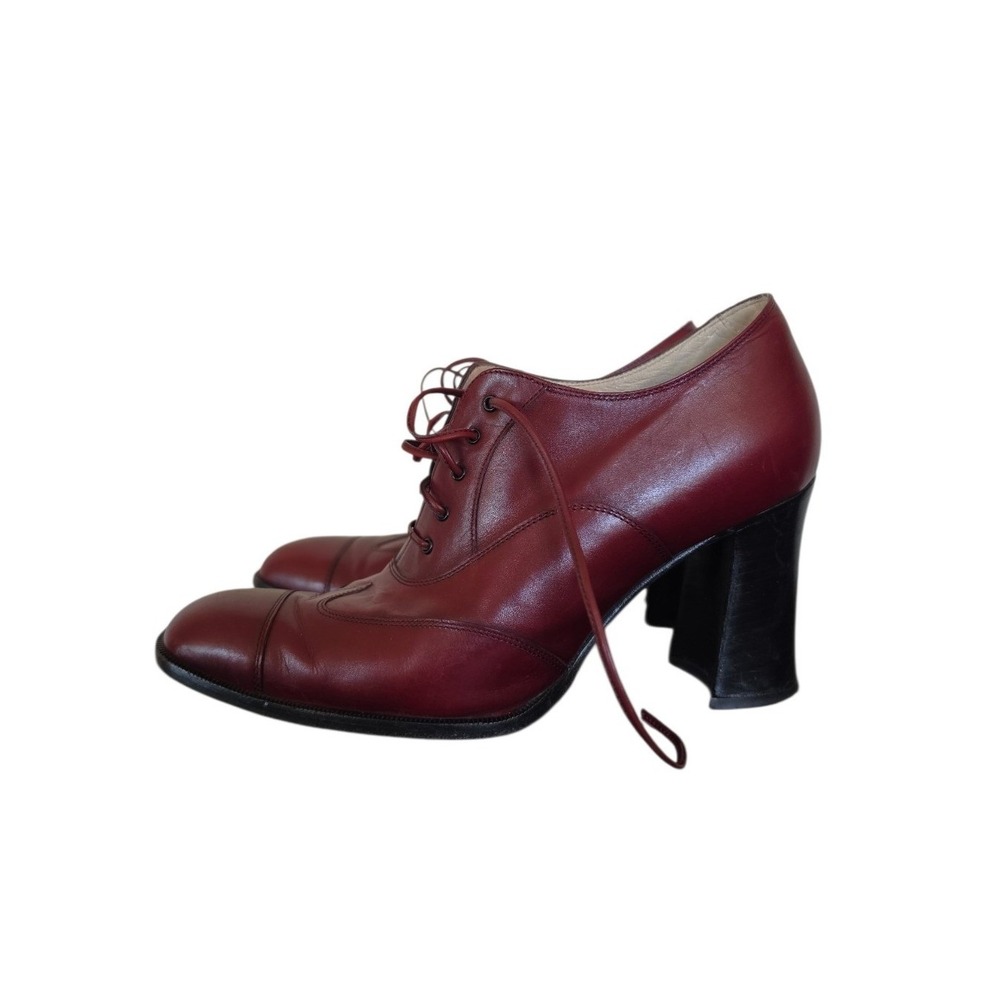 Gianni Barbato Oxford Victorian Retro Burgundy Red LeatherHeels Shoes‎ sz8 (38.5